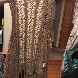 Tan crochet vest!